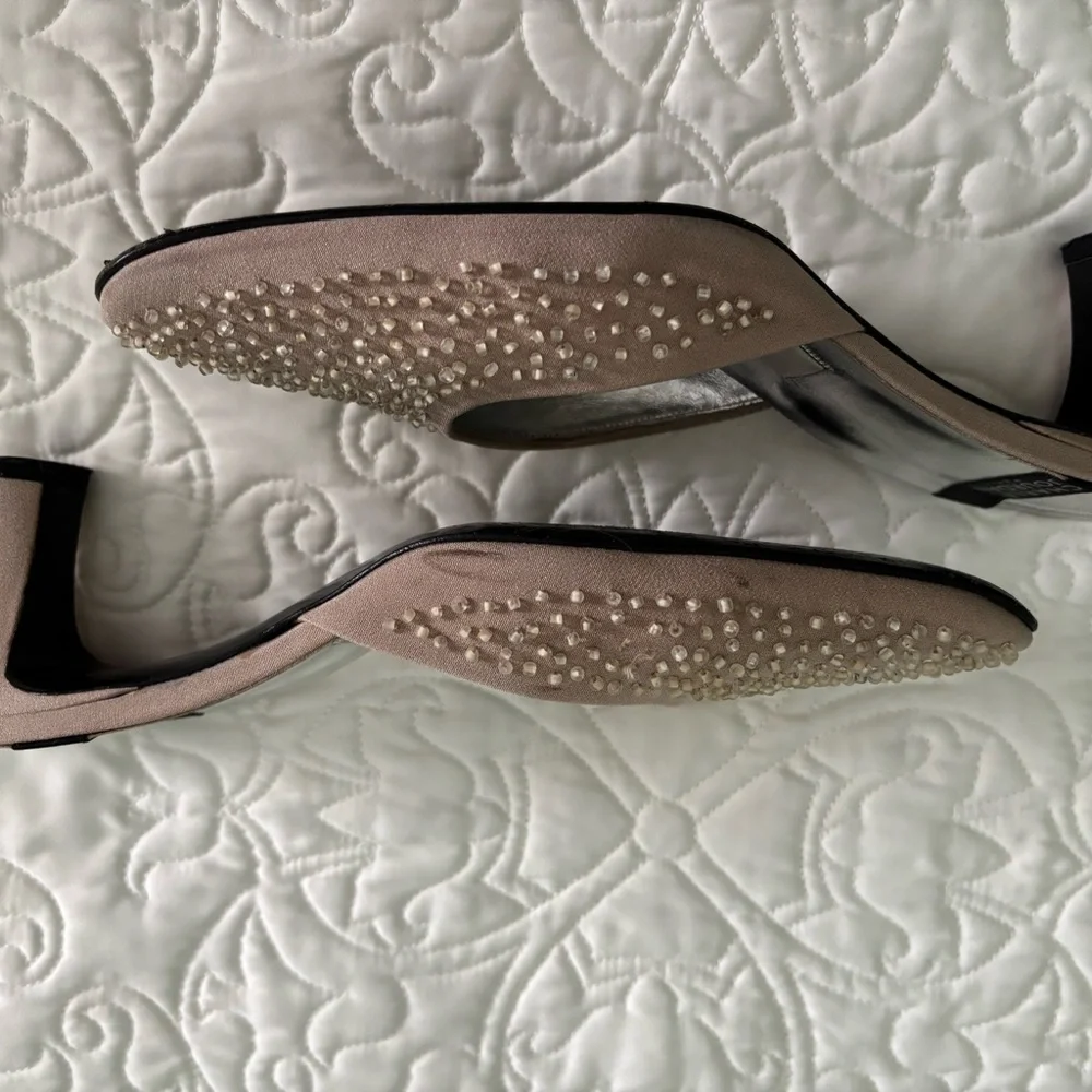 Charles Jourdan Tan Embellished Heels - Picture 3 of 4